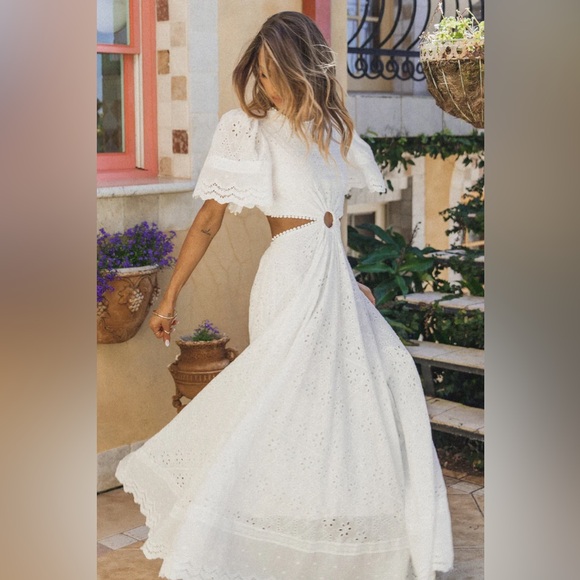 Petal & Pup Dresses & Skirts - Petal & Pup - MERLETTO CUT OUT MAXI DRESS - WHITE